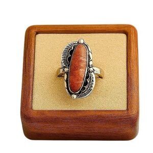 Southwestern Sunset Ring – Spiny Oyster & Sterling Silver Size 7 New